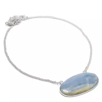 Натуральный голубой кианит драгоценный камень ювелирное ожерелье из стерлингового серебра 925 пробы 18 дюймов d4B11