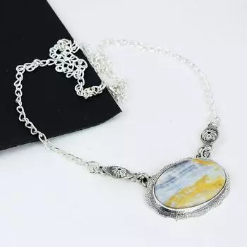 Натуральный голубой шеелит драгоценный камень ручной работы из стерлингового серебра 925 пробы гальванопластика ожерелье, голубой шеелит серебро для жены унисекс кулон подарок для мамы 20 синий