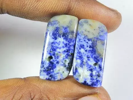 Натуральный голубой содалит, пара, фантазийный кабошон, россыпью, драгоценный камень 11X24X04 мм SK-341