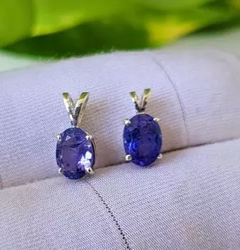 Натуральный голубой танзанит драгоценный камень 925 стерлингового серебра одиночный кулон 5*7 мм подарок 5*7 mm