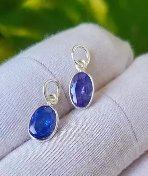 Натуральный голубой танзанит драгоценный камень одинарный шарм из стерлингового серебра 925 пробы, рождественский подарок