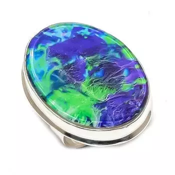 Натуральный голубой триплет опал драгоценный камень 925 стерлингового серебра ювелирное кольцо размер 8 e9P26