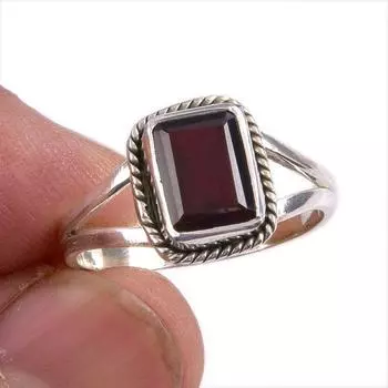 Натуральный гранат драгоценный камень 925 цельное стерлинговое серебро ювелирное кольцо размер 8.5 t3f05