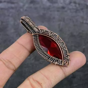 Натуральный гранат, драгоценный камень, медная проволока, подарочная ювелирная подвеска 2,64 дюйма, L3l69