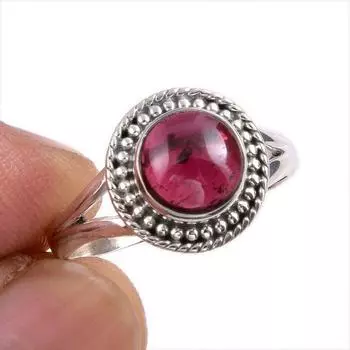 Натуральный гранатовый драгоценный камень 925 пробы, ювелирное кольцо из стерлингового серебра, размер 7,5 v2z46