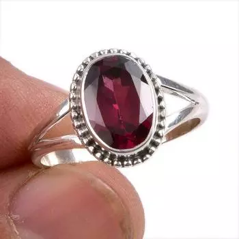 Натуральный гранатовый драгоценный камень 925 пробы, ювелирное кольцо из стерлингового серебра, размер 8,5 p1n43