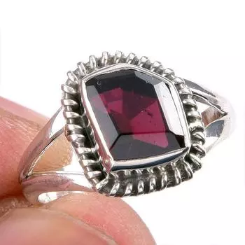 Натуральный гранатовый драгоценный камень, ручная работа, серебряное подарочное ювелирное кольцо 925 пробы, размер 6, y3h95