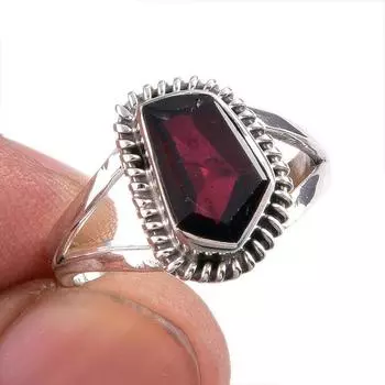 Натуральный гранатовый драгоценный камень, ручная работа, кольцо из чистого серебра 925 пробы, размер 6,5 k4a00