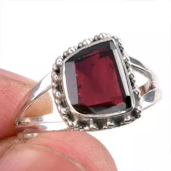 Натуральный гранатовый драгоценный камень, ручная работа, серебряное подарочное ювелирное кольцо 925 пробы, размер 7 f7v44