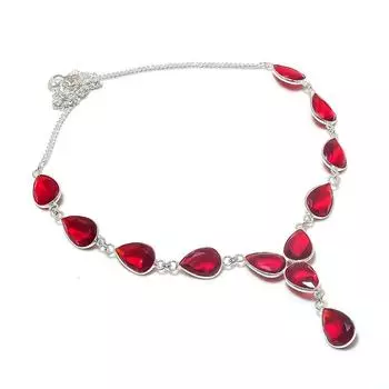 Натуральный гранатовый драгоценный камень, ручная работа, ожерелье из стерлингового серебра 925 пробы, 18 дюймов, y5a23