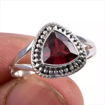 Натуральный гранатовый драгоценный камень, ювелирное кольцо из стерлингового серебра 925 пробы, размер 7,5 d2m94