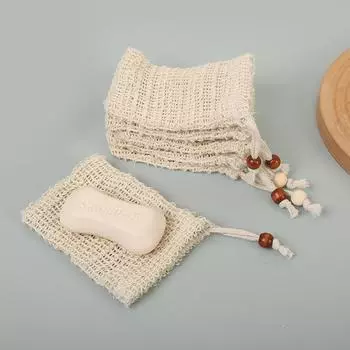 Натуральный хлопковый льняной пенящийся мешочек для мыла Saver Net Mesh Массажный отшелушивающий мешочек Bathing Bubble Maker Инструмент для очистки