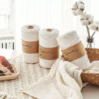 Натуральный хлопковый шнур макраме 5 мм, веревка для белья, вешалки для растений, пряжа, хлопковая веревка для проектов DIY, веревка макраме, ремесла, вязание 2mm-100m