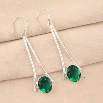 Натуральный хромдиопсид драгоценный камень 925 стерлинговое серебро ручная работа серьги 2,63 EE-136-9