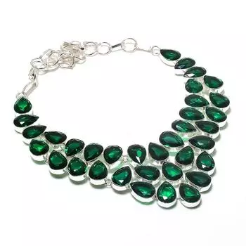 Натуральный хромдиопсид драгоценный камень 925 стерлингового серебра ювелирные изделия ожерелье 18 O4v32