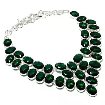 Натуральный хромдиопсид драгоценный камень 925 стерлингового серебра ювелирные изделия ожерелье 18 f7a96