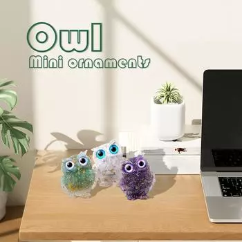 Натуральный хрустальный гравий капающая сова украшения смоляные изделия украшения для дома подарки, садовые украшения газон, сова украшения One Size