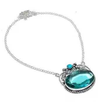 Натуральный Индиголит Турмалин Ювелирные изделия из серебра 925 пробы Ожерелье 18 u2y28