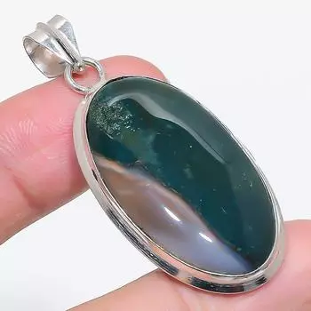 Натуральный индийский моховой агат 925 стерлинговое серебро ювелирный кулон 2,17 r3l62