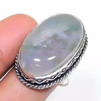Натуральный индийский моховой агат драгоценный камень 925 стерлингового серебра ювелирное кольцо размер 8 V1V16