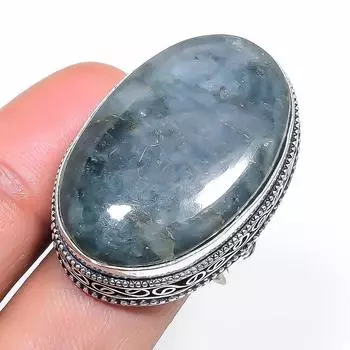 Натуральный индийский моховой агат драгоценный камень 925 стерлингового серебра ювелирное кольцо размер 8 Z5y25