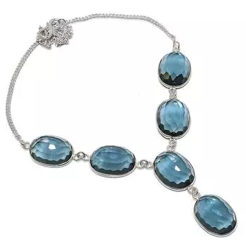 Натуральный иолит кварц драгоценный камень 925 стерлингового серебра ювелирные изделия ожерелье 18 I1s83