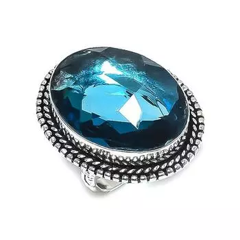 Натуральный иолит кварц драгоценный камень 925 стерлингового серебра ювелирное изделие кольцо размер 7 r0e91