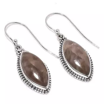 Натуральный ископаемый коралловый драгоценный камень из стерлингового серебра 925 пробы, подарочные серьги 1,75 дюйма y7T04