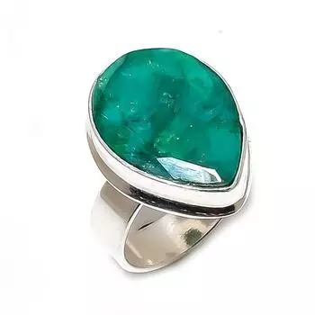 Натуральный изумруд натуральное серебро 925 пробы ювелирное кольцо размер 6.5 a9w15