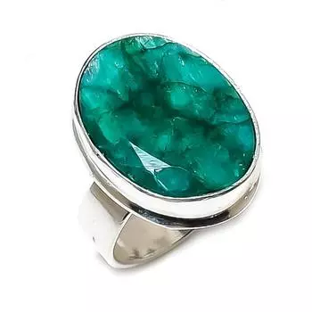 Натуральный изумруд натуральный драгоценный камень 925 стерлингового серебра ювелирное изделие кольцо размер 7 V7a91