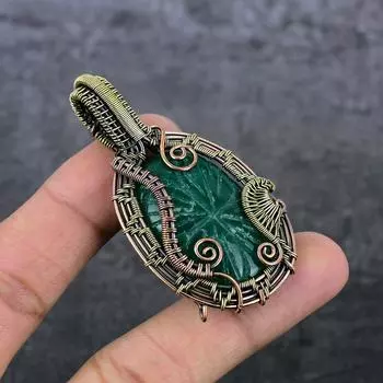 Натуральный Изумруд(Смоделированный) Подарочный ювелирный кулон из медной проволоки 2,56 дюйма c5J46