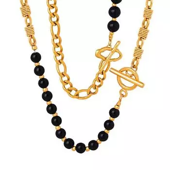 Натуральный камень агат круглые бусины Ot пряжка ожерелье ручной работы титановая сталь витая цепочка женская индивидуальность темперамент универсальные украшения Майяра