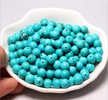 Натуральный камень, драгоценный камень, синие бирюзовые бусины, размер 4 мм, 6 мм, 8 мм, 10 мм для изготовления ювелирных изделий, бусины из свободного камня 4mm-40pcs