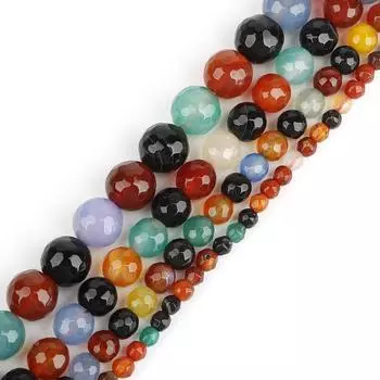 Натуральный камень граненые разноцветные бусины из агата круглые свободные бусины для изготовления ювелирных изделий своими руками браслет ожерелье 4mm 95pcs