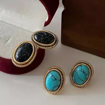 Натуральный камень гвоздик новый популярный геометрический овальный ретро светлый роскошный элитный суд антикварный чёрный