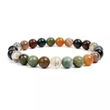 Натуральный камень индийский агат бусины для женщин мужчин ювелирные изделия эластичный браслет браслеты 6mm