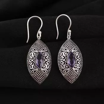 Натуральный камень иолит, серебро 925 пробы, ювелирные изделия, серьги-капли/подвески 2,15 CE-20-3