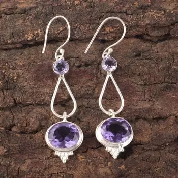 Натуральный камень иолит, серебро 925 пробы, ювелирные изделия ручной работы, серьги-капли 2,50 EE-132-2