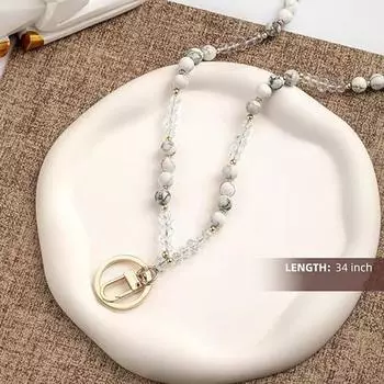 Натуральный камень искусственный кристалл держатель для карт регулируемый ID шнурок женский ручной работы бисер B белый