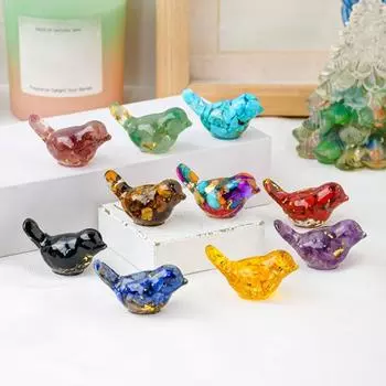 Натуральный камень красочная фигурка птицы позитивная целебная энергия ручная работа искусственный кристалл мини-статуэтка птицы украшение для домашнего офиса настольный орнамент B