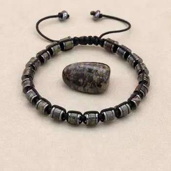 Натуральный камень крови дракона, гематит, бусины, плетеный браслет и браслет ручной работы, мужской браслет, женские модные ювелирные изделия, подарки 1