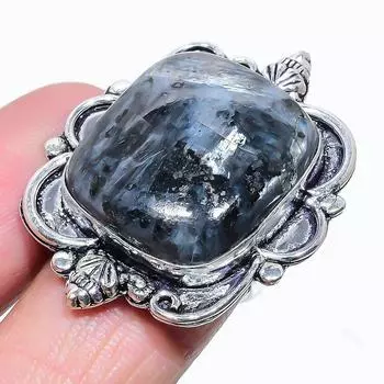 Натуральный камень Ларвикит, драгоценный камень, подарочное кольцо из стерлингового серебра 925 пробы, размер 7, D4h86