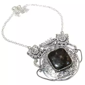 Натуральный камень ларвикит, драгоценный камень, стерлинговое серебро 925 пробы, подарочное ожерелье, 18 дюймов, H6r18