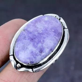 Натуральный камень лепидолит, драгоценный камень, кольцо ручной работы из серебра 925 пробы, размер 8, A1o27