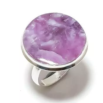 Натуральный камень лепидолит, драгоценный камень, кольцо ручной работы из стерлингового серебра 925 пробы, размер 9 C5r73