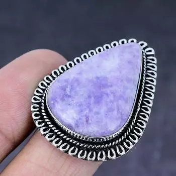Натуральный камень лепидолит, драгоценный камень, кольцо из серебра 925 пробы ручной работы, размер 9 u8s76