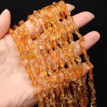 Натуральный камень нерегулярные цитриновые свободные бусины для изготовления ювелирных изделий своими руками, ожерелье, браслет, серьги, аксессуар 6-8mm