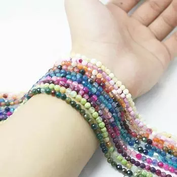 Натуральный камень, разноцветные агаты, круглые свободные бусины, прядь 15 дюймов, 4, 6, 8, 10, 12 мм, размер на выбор для изготовления ювелирных изделий 4mm 95pcs