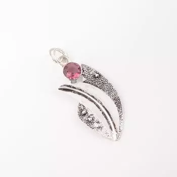 Натуральный камень родолит, серебро 925 пробы, ювелирное изделие ручной работы, ожерелье-подвеска PP-36-13