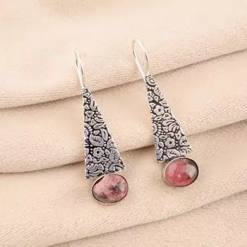 Натуральный камень родонит черного цвета, серьги ручной работы из стерлингового серебра 925 пробы, 1,9 дюйма EE-165-25